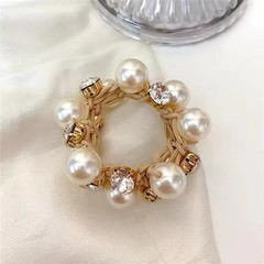 3PCS Pearl Brimmed Glitter Rhinestone Hair Ties Retro Scrunchies for Women