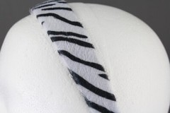 Black White zebra stripe faux fur animal print headband hair band 1 /8″ wide