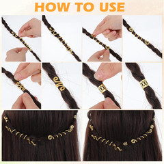 26Pcs Gold Hair Jewelry for Braids, Loc Jewelry for Hair Dreadlocks, Gold Cuf…
