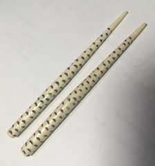 4.5″ Buffalo Bone HAIR STICKS (2) India Speckled Natural Hand Carved White Black