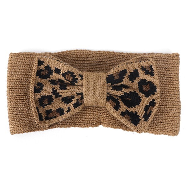 Women Knit Leopard Bow Headband