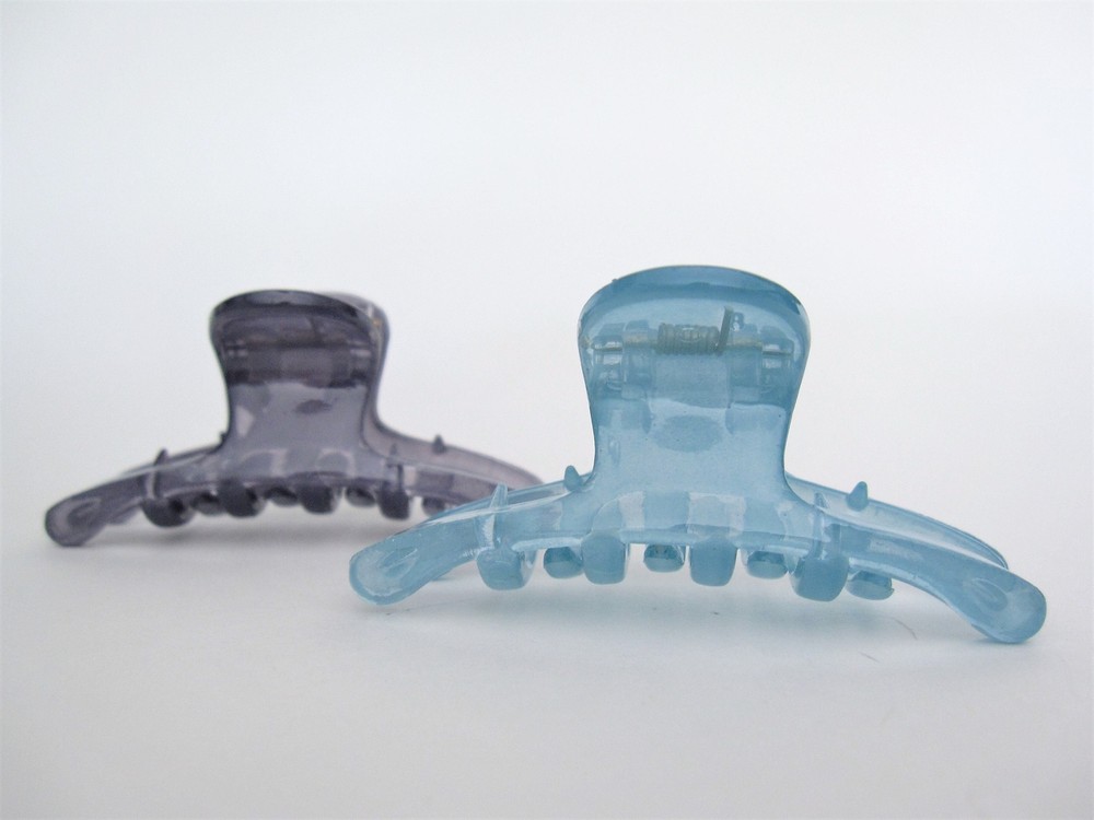 Small blue or gray hair claw clip for fine, thin hair