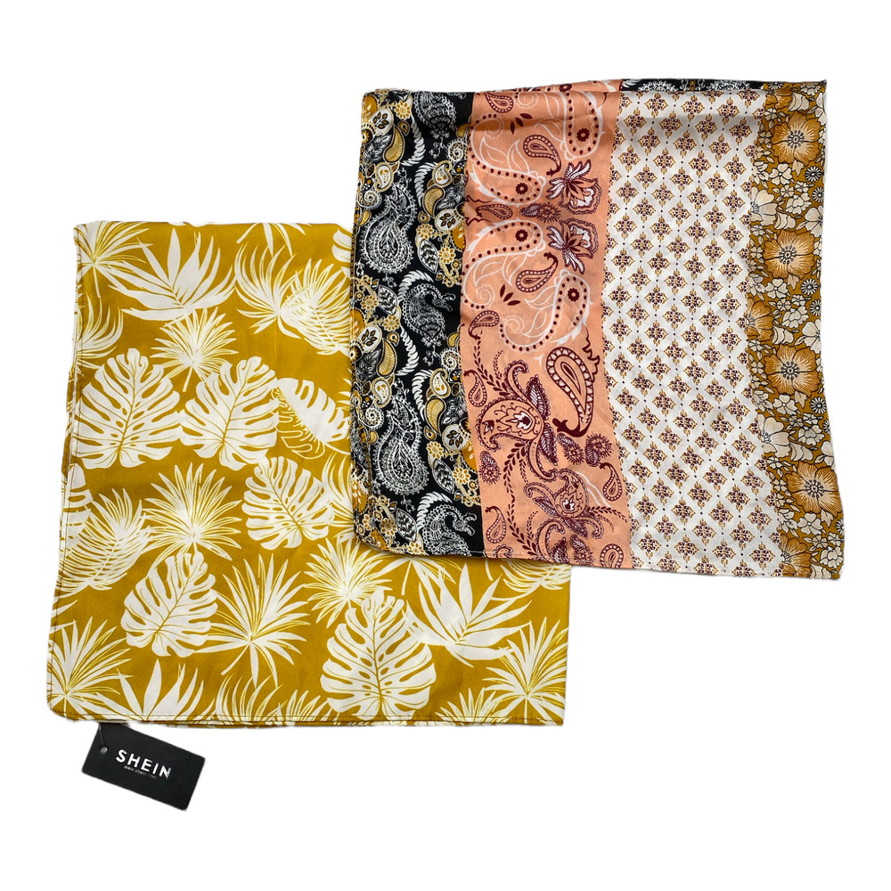Shein Women’s 2-Pack Silky Floral Bandanas One Size Paisley Leaves NWT