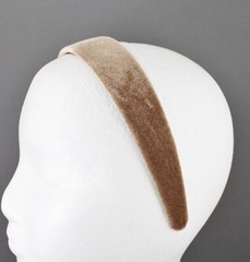 Brown Tan velvet headband soft velour hair accessory 1.25″ wide plain classic