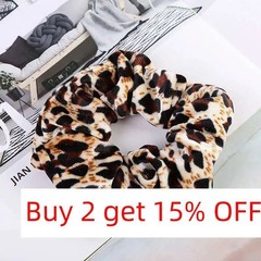 Coral Velvet Fabrics Pigtail Hair Ties Strong Elastic Rubber Band Leopard Print