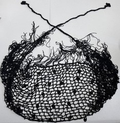 🍀 Black Crochet Hair Net Snood with Sequins & Fringe – Dance, Vintage Style 🍀