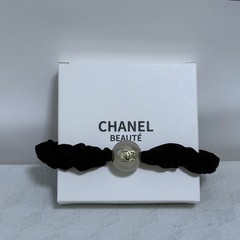 CHANEL Black Hair Tie With CC Emblem