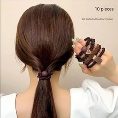 10PCS Women’s Simple Hair Ring Set Hair Accessories High Elasticity Leather Band