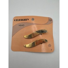 VTG 80’s Celebrity Nemo Gold Tone Wavy Barrette Hair Clip Set Women Accessory