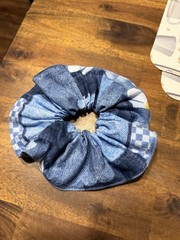 XXL Jumbo Scrunchies 100% Cotton for Thick Hair Blue Denim Style | Handmade