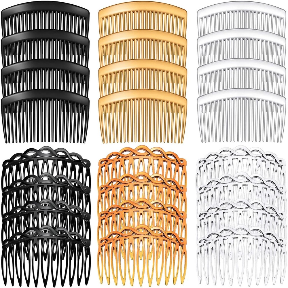 24 Pcs Women Hair Comb Accessories French Hair Side Combs Plastic Twist Decorati