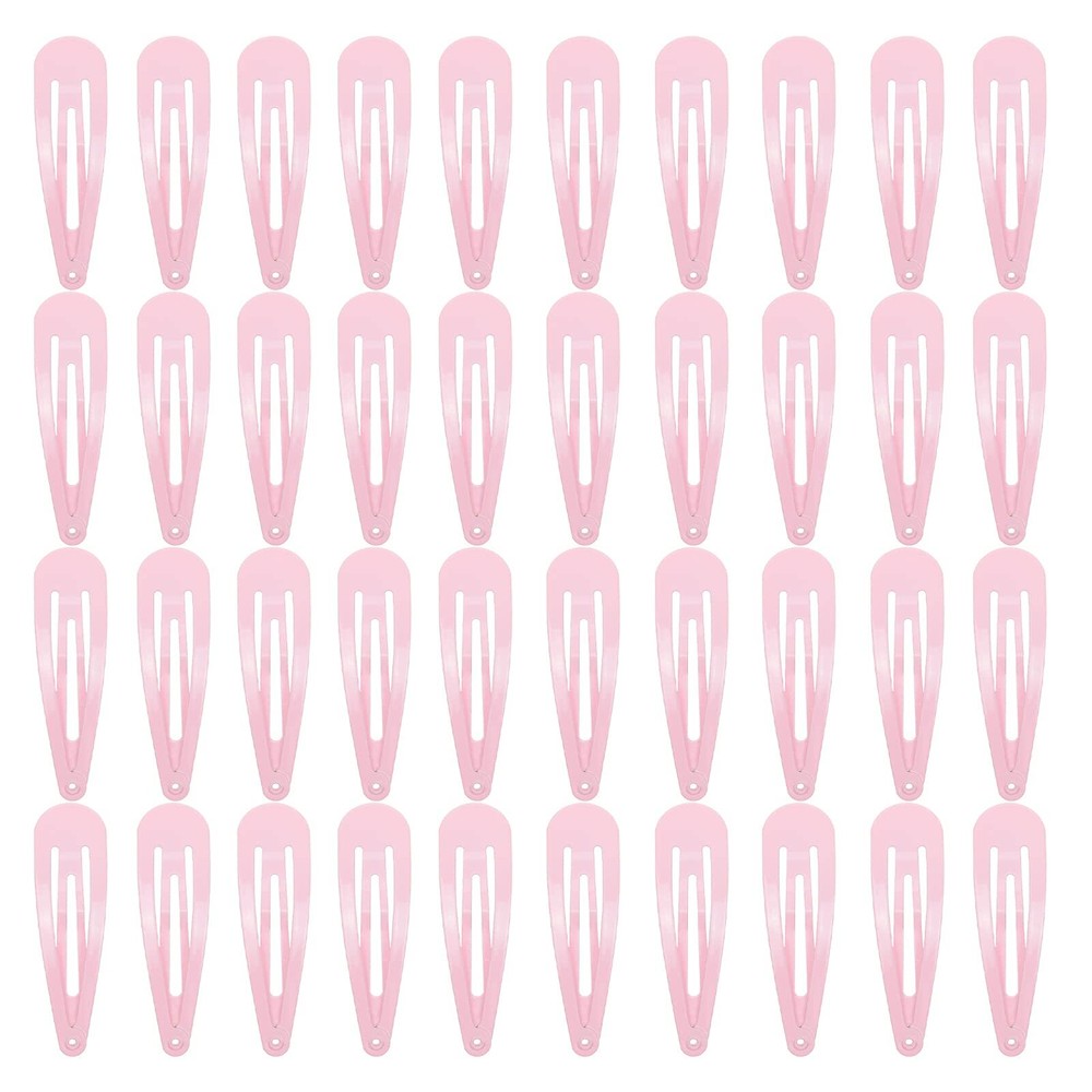 40 Pink Metal Snap Hair Clips 2 Inch Baby Hair Accessories Simple Design