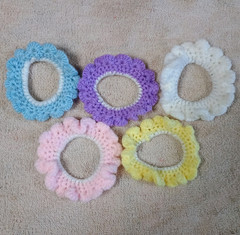 Handmade crochet scrunchies multicolor solid round hair ties lot of 5