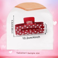 BUNLVDI Romantic Heart Hair Claw Clips Red 1 Count (Pack of 1),