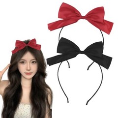 2 Pcs Halloween Headbands Black Red Bow Hairband Hair Bands Women Girls