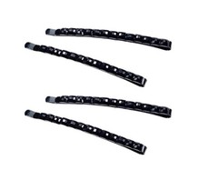 4Pcs Black Rhinestone Hair Clips – Shiny Crystal Barrettes and Bobby Pins | S…