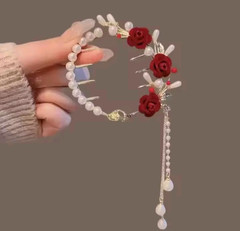 Flower Pearl Tassel Hair Clip Rhinestone Butterfly Bun Holder Women Hair Pin