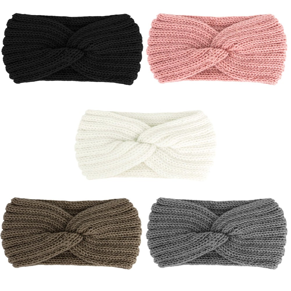 5 Pieces Knit Headbands Winter Headbands Ear Warmers Thick headbands for Wome…