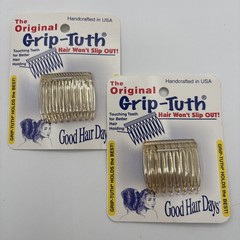 VTG NOS the Original Grip-Tuth Hair Combs Set of 4 Clear Crystal #40072 1 1/2″