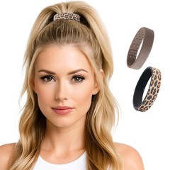2 Small PONY-O Bendable Hair Ties, Ponytail Holders: Leopard & Snake Limited …