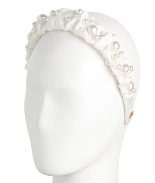 NWT $150 Lele Sadoughi Knotted Kelly Headband Crown Bridal Pearls Preppy Brunch