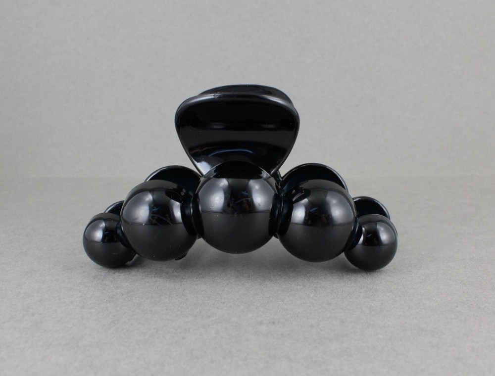 Black hair clip plastic 3.75″ long big barrette claw clamp circle ball bead