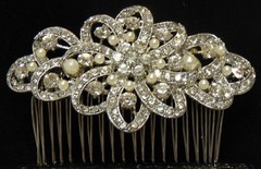 Elegant Silver Tone with Clear Rhinestones Hair Comb Accessory