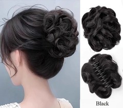 Black/Brown Scrunchie Grip on Bun Hair Ponytail Extension for Women