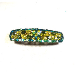 Hair Barrette Tension Clip Brightly Colored Rhinestone Yellow Black Blue Fun…