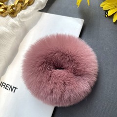 Real Rex Rabbit Fur Fluffy Scrunchies Soft Warm Winter Hair Rope Handmade