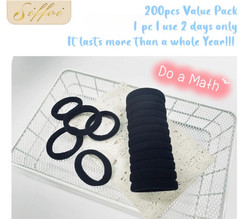 120PCS Soft Hair Ties, Black Cotton Seamless Hair Tie with Free Organizer Ring,