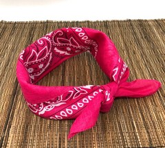 Red Paisley Bandana Headband 100% Cotton 21×21 Unisex Head Wrap Scarf Face Cover