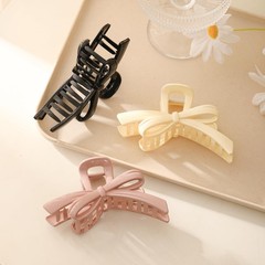 3PCS Bow Hair Clips for Women, Cute Claw Clip, Non-Slip Black White Pink