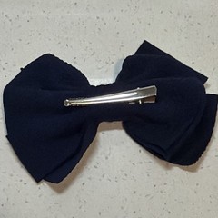 Red Blue Solid Bow Hair Clips Fabric Metal 2pc Set for Women All Hair Types
