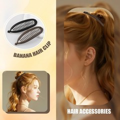 2PCS Banana Clips for Women Thick Thin Hair 1 Count (Pack of 2), Black,Brown
