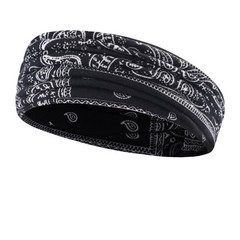Boho Vintage Paisley Sports Headband Sweat Absorbing Wide Elastic Hair Band