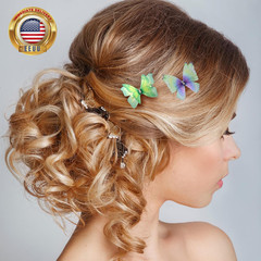 5 Pcs Green Butterfly Hair Clips, Pretty Rhinestone Butterfly Clips for Hair, Gr