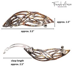 French Amie 3.5” Leaf Hair Barrette Cellulose Acetate French Hair Clip For Women