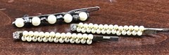 Lot of 3 Bobby Pins: 1 Faux Pearl W/Flower Beads & 2 Faux Pearl W/Rhinestone