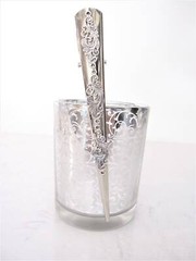 Silver tone metal filigree alligator hair claw clip clamp