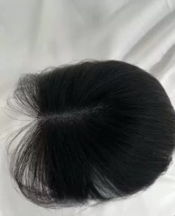 3.5″x5.5″ Seamless Black Lace 100% Human Hair Topper 12″ Clip in, Good coverage