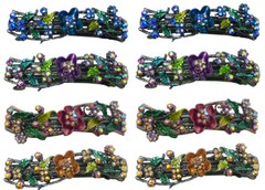 Set of 8 JCGY Med Size Barrettes Flower/Butterfly Sparkly Crystals YY86900-2-8