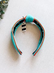 Lele Sadoughi Knotted Piping Trim Slim Headband Aqua Blue NWT