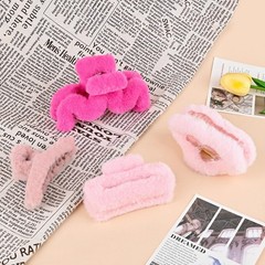 Yonchic 4-Piece Faux Fur Hair Accessories, 4 Count (Pack of 1), Pink