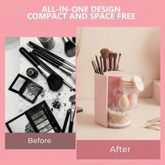 Hair Accessories Organizer with Brush Holder – Rotatable Makeup White