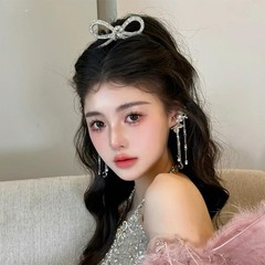 2 Pcs Silver Bow Hair Clips for Long Short