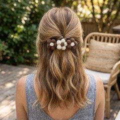 Knitted Flower Decor Hair Claw Clip Women Daily Hairstyling Hair Accessory