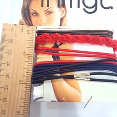 Goody Intrigue hair tie elastics ponytail holders metal band connector black red