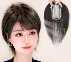 3.15″x4.7″ Mono with Silk Parting 100% Human Hair Topper for Women Clip in 10″