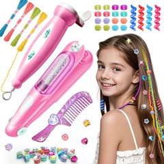 DIY Hair Salon Toys for Girls, Hair Gem Stamper Kit And Hair Rope Braider, Bling